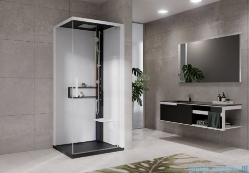 Novellini Glax 2 2.0 kabina z hydromasażem hydro plus 90x90 prawa czarna G22GF99DM1L-1HU