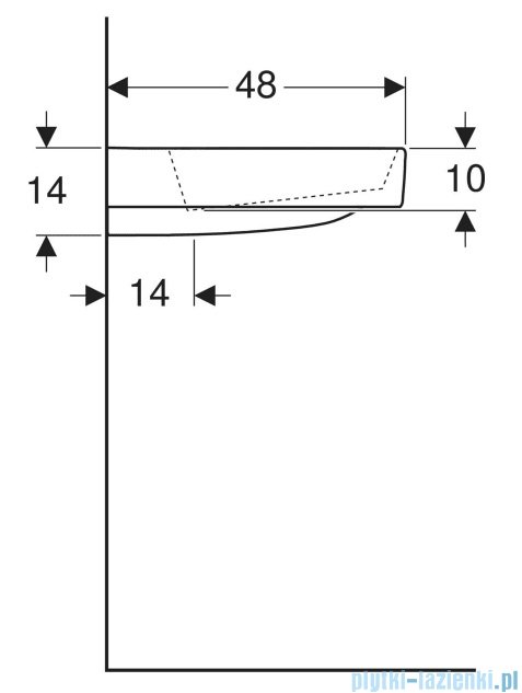 Geberit One CleanDrain Umywalka prostokątna z otworem na baterię 120x48cm KeraTect 505.048.00.1