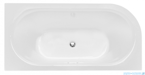 Besco Avita A-line 170x75cm wanna wolnostojąca przyścienna prawa akrylowa + syfon klik-klak biały z przelewem slim #WAA-170APBS