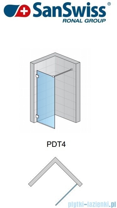 SanSwiss Pur PDT4 kabina Walk-in 30-100cm profil chrom szkło przezroczyste PDT4GSM11007