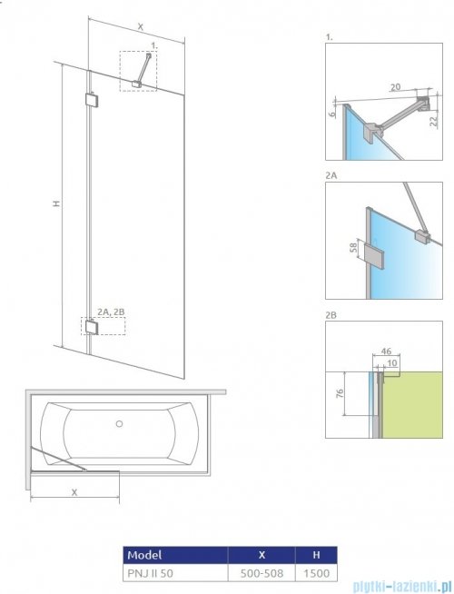 Radaway Essenza Pro Brushed Copper Pnj II parawan nawannowy 50cm L/P szczotkowana miedź 10101050-93-01