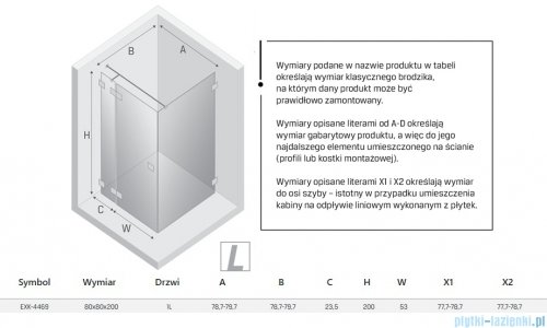 New Trendy Eventa kabina prysznicowa kwadratowa 80x80x200 cm lewa przejrzyste EXK-4469