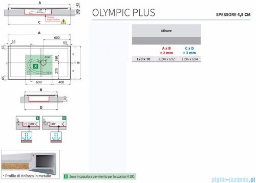 Novellini Olympic Plus brodzik prostokątny 140x100x4,5cm OL140104-30