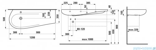 Laufen ILBAGNOALESSI umywalka ścienna 120x50cm czarny mat H8149747161041