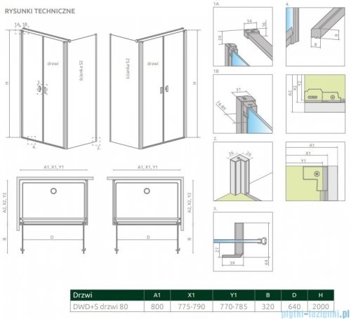 Radaway Nes DWD+S drzwi 80cm szkło przejrzyste 10034080-01-01