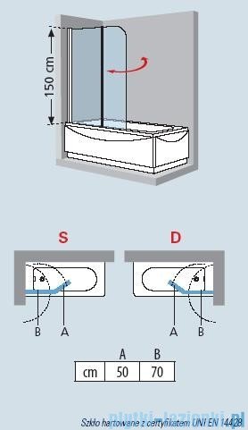 Novellini Parawan Aurora2 120x150cm profil biały szkło przezroczyste AURORAN2-1A