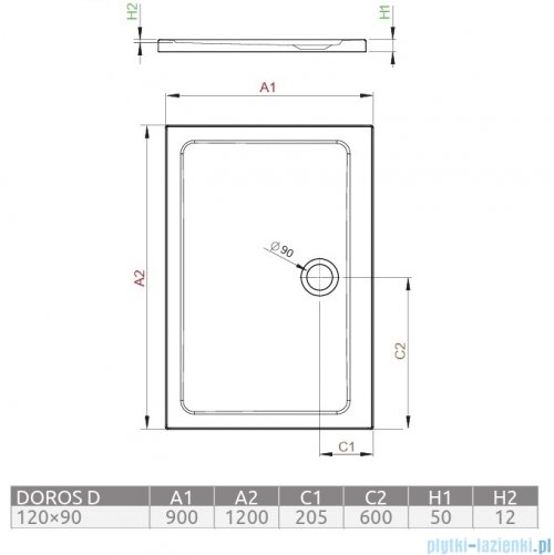 Radaway Doros D Stone brodzik 120x90 kaszmirowy SDRD1290-01-84S