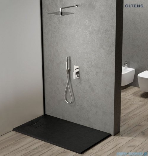 Oltens Bergytan brodzik prostokątny 100x90 cm RockSurface czarny mat 15101300
