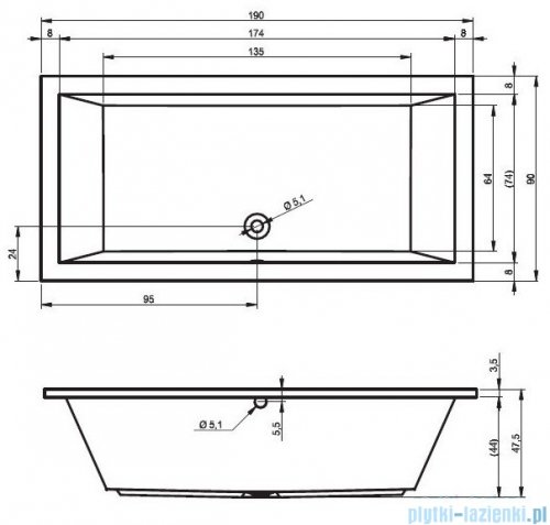 Riho Lusso wanna prostokąta 190x90cm z hydromasażem FLOW lewa B037012005