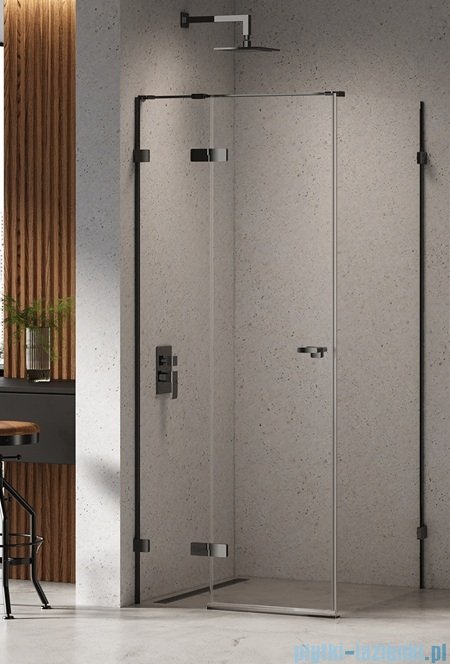 New Trendy Eventa Black Chrome kabina prysznicowa kwadratowa 80x80x200 cm lewa przejrzyste czarny połysk EXK-6146