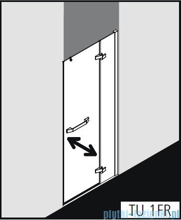 Kermi Tusca drzwi wahadłowe 1-skrzydłowe z ścianką stałą prawe 100 cm TU1FR10020VPK