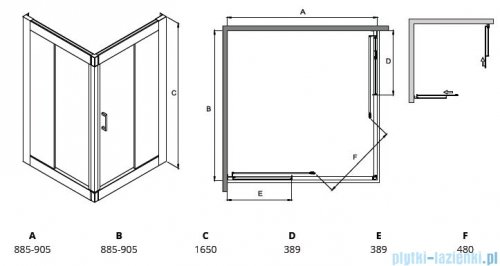 Besco Modern kabina kwadratowa 90x90x165cm grafitowe MK-90-165-G