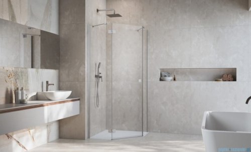 Radaway Essenza 8 Brushed Nickel Ptj kabina pięciokątna 100x80cm lewa szczotkowany nikiel 10490000-91-01L/10490800-01-01