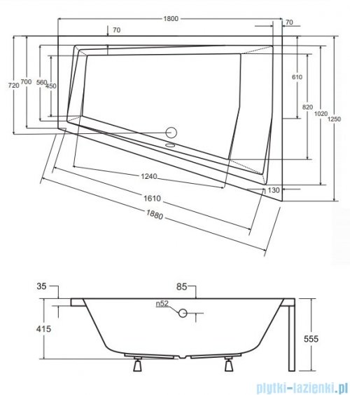 Besco Intima Duo 180x125cm wanna asymetryczna lewa #WAID-180-NL