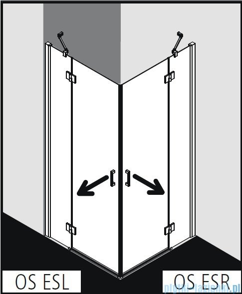 Kermi Osia wejście narożne, jedna połowa, prawa, szkło przezroczyste OsiaClean, profil srebro 80cm OSESR08020VPK