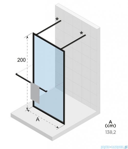 Riho Lucid GD401 kabina prysznicowa Walk In 140x200cm czarna G005032121