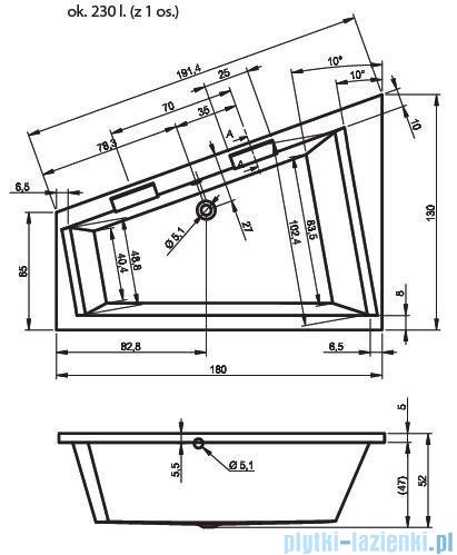 Riho Doppio wanna narożna 180x130cm prawa+nóżki+syfon B033001005/207097/19975