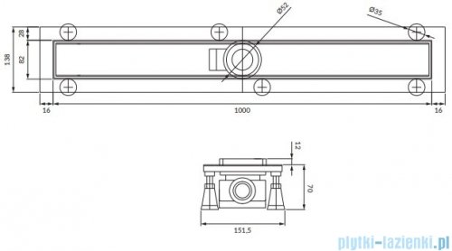 Omnires Lowfix odpływ liniowy z maskownicą pełną 100 cm czarny LOWFIX100GBL