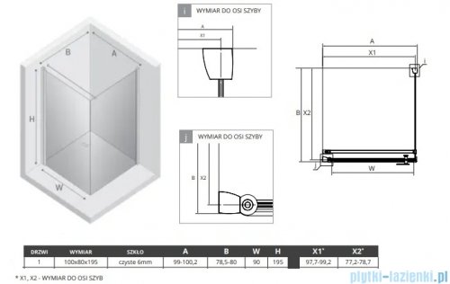 New Trendy New Soleo Light Gold 100x80x195 cm kabina wspornik prosty złoty połysk/szkło przejrzyste K-1846-WP