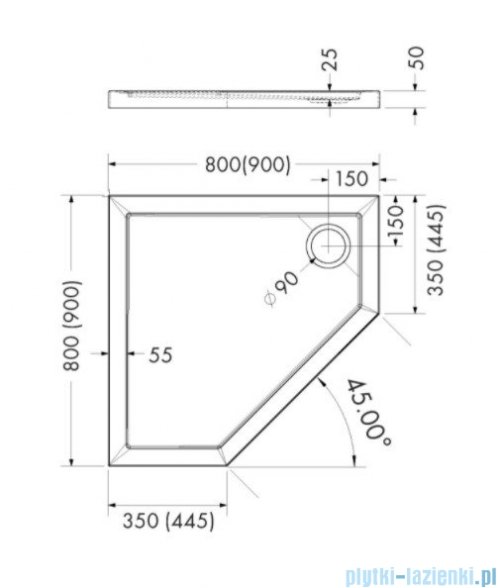 Schedpol Schedline Sharper brodzik pięciokątny 90x90x5cm 3S.S1PK-9090