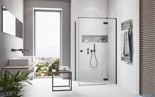 Radaway Essenza Black Kdj kabina 80x90cm prawa szkło przejrzyste 1385043-54-01R/1384050-01-01