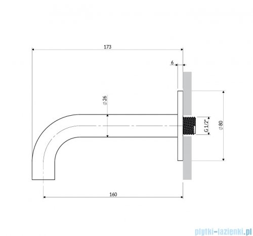 Omnires wylewka wannowa ścienna 16 cm  miedź połysk WDY-SCP