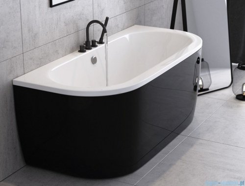 Besco Volya / Vista Black&amp;White wanna 170x75cm wolnostojąca przyścienna biało-czarna z syfonem #WKV-170-WS-BI/CZ
