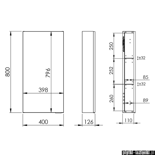 Elita For All szafka wisząca 40x80x12cm czarny mat 167736