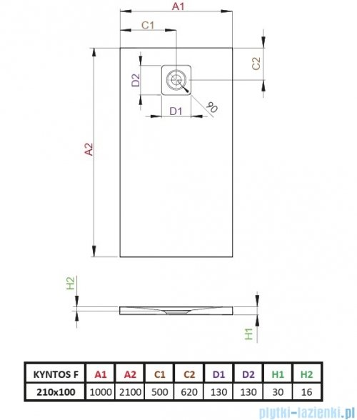 Radaway Kyntos F brodzik 210x100cm antracyt HKF210100-64