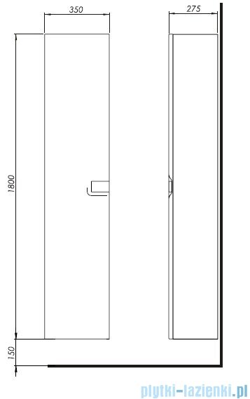 Koło Twins szafka wisząca boczna wysoka z drzwiami 35x180x27,5 cm czarny mat 88462