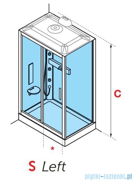 Novellini Glax 3 kabina prysznicowa masażowo-parowa 120x90 lewa GL32P290SM1N-1K
