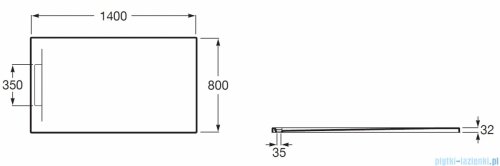 Roca Pyros 140x80cm brodzik prostokątny kompozyt Stonex biały AP90157832003100