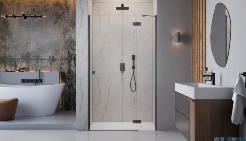 Radaway Essenza 8 Brushed GunMetal Dwj drzwi wnękowe 110cm prawe szczotkowany grafit/szkło przejrzyste 10480712-01-01R/10460337-92-01R