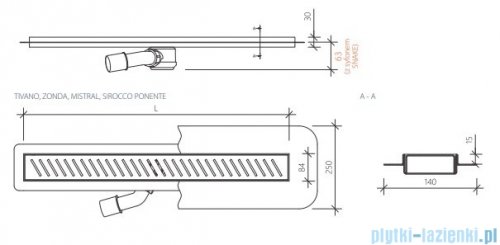 Wiper New Premium Zonda Odpływ liniowy z kołnierzem 50 cm mat 100.1969.03.050