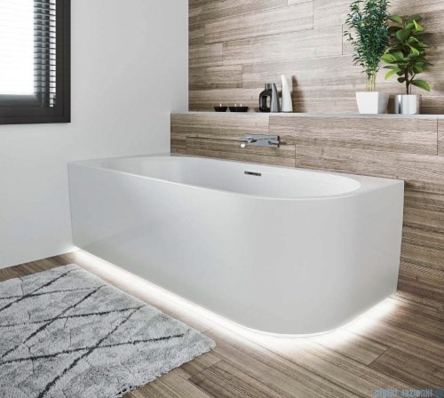 Riho Desire Corner Velvet LED wanna asymetryczna Riho Fall napełnianie przez przelew z oświetleniem prawa 184x84cm MATOWA B087008105