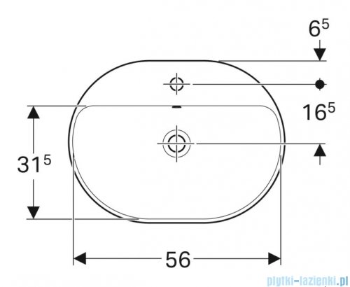 Geberit VariForm Umywalka owalna z półką z otworem na baterię 60x45cm 500.732.01.2
