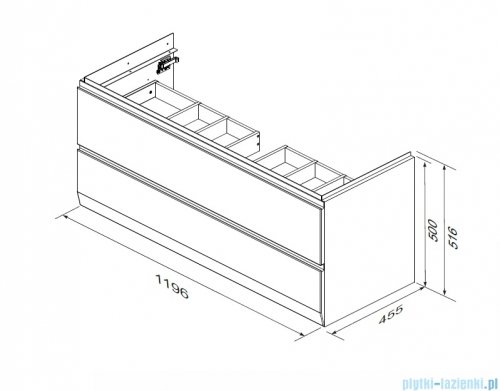 Oristo Brylant szafka podumywalkowa ryflowana wisząca 120x50x45 piaskowy mat OR36-SD2S-120-10R