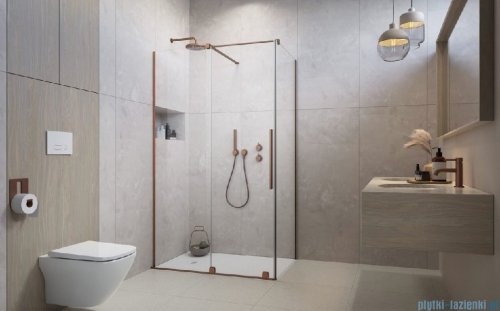 Radaway Furo Kdj Brushed Copper kabina 110x80cm lewa szczotkowana miedź 10104572-93-01L/10110530-01-01/10113080-01-01