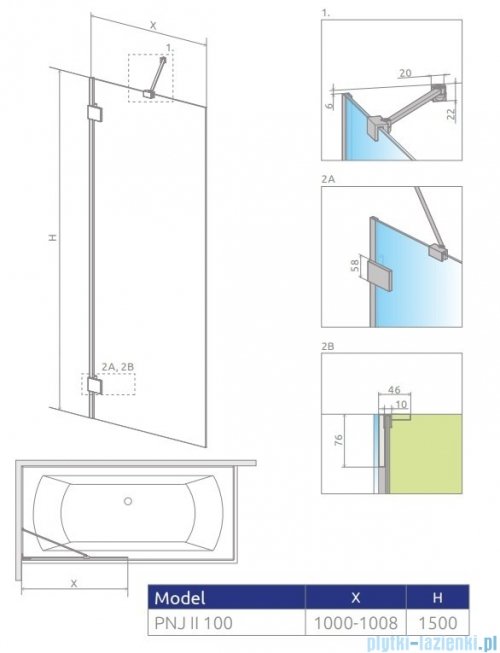 Radaway Essenza Pro Black Pnj II parawan nawannowy 100cm L/P czarny mat/szkło przejrzyste 10101100-54-01