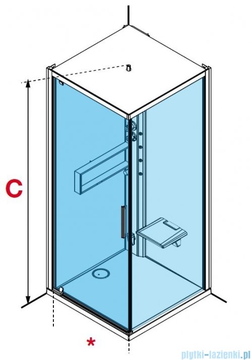 Novellini Glax 2 2.0 kabina z hydromasażem hydro plus 80x80 lewa srebrna G22GF89ST1L-1BB