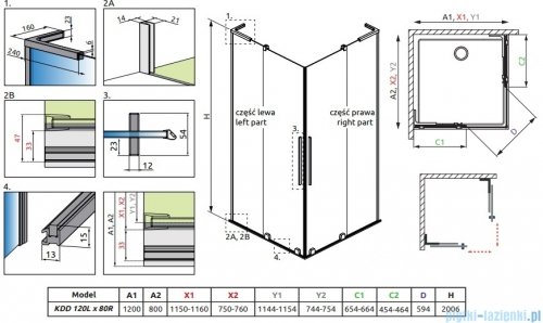 Radaway Furo SL KDD kabina 120x80cm chrom połysk/szkło przejrzyste 10305120-01-01L/10305080-01-01R