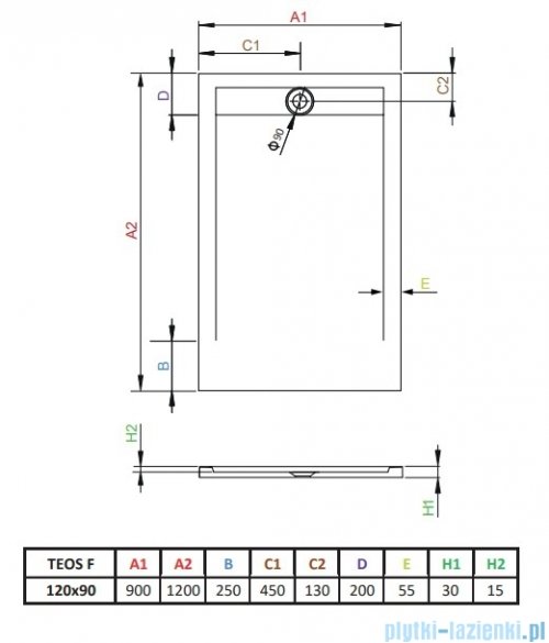 Radaway Teos F brodzik 120x90cm cemento HTF12090-74