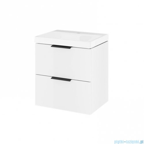 Excellent Blanko szafka 49 cm, biały połysk z umywalką z otworem na baterię, uchwyt czarny mat MLEX.6317.K.490.WHBL