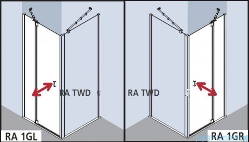 Kermi Raya Drzwi wahadłowe, 1-skrzydłowe, z polem stałym, lewe/przezroczyste KermiClean, profile srebrne 75x200 RA1GL07520VPK