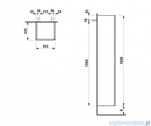 Laufen Meda kolumna łazienkowa wysoka 1 drzwi lewa BIAŁY MAT H4216510112601