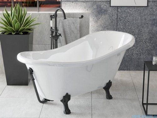 Besco Otylia Glam grafitowa 160x77 wanna wolnostojąca Retro + nogi chrom #WKO-160-GGC