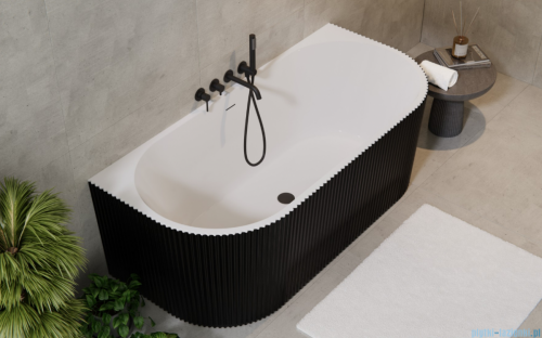 Besco Leya B&amp;W 170x78cm wanna wolnostojąca przyścienna ryflowana akrylowa + syfon klik-klak chrom #WASB-170-L
