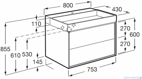 Roca Tura Unik zestaw szafka z umywalką 80x43x60 SZLACHETNY SZARY A852033559