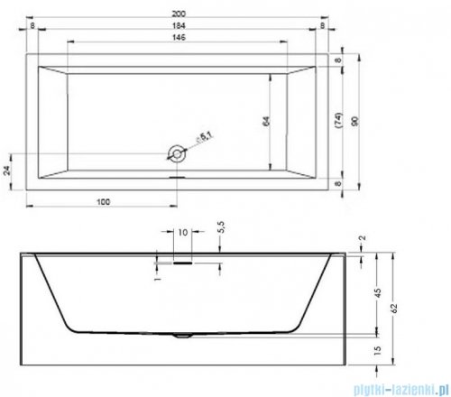 Riho Rethink Cubic Plug&amp;Play 200x90 cm wanna prostokątna prawa B110011005