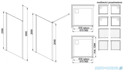 Sanplast Exa Line Pu/EXA LINE Kabina walk-in 90x200 cm czarny matowy 600-540-1530-59-401